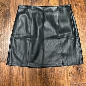 LOFT NWT faux leather black mini skirt